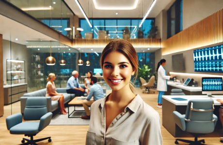 A Medical Office Manager in California in an office setting