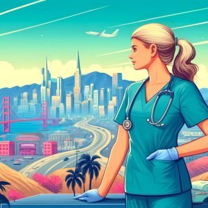 A medical assistant stands against the backdrop of a scenic California landscape, symbolizing the flexibility and pivotal role travel medical assistants play in the state's diverse healthcare settings.