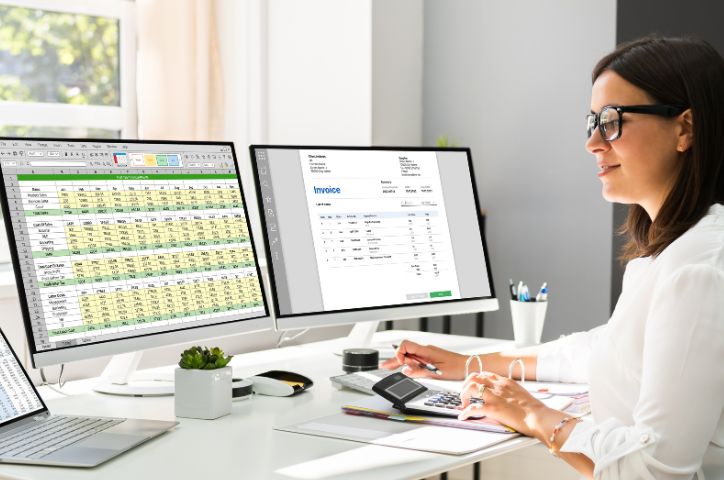 medical biller and coder working in office