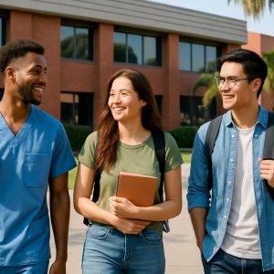 Healthcare career college students on California campus at National Career College preparing for medical careers